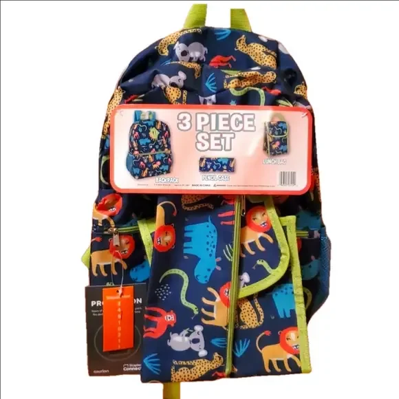 Kid's 3pc.Jungle Animal Designed Backpack NWT 🎒