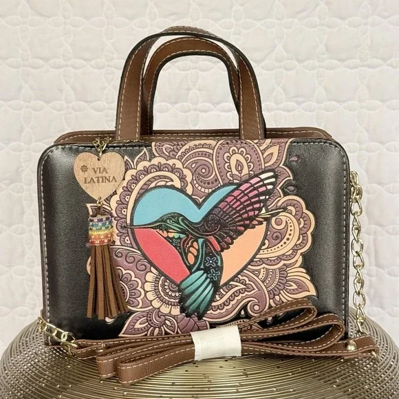 Via Latina Artisanal NWOT Leather Purse Gold‎ Hardware Structured Shoulder Bag