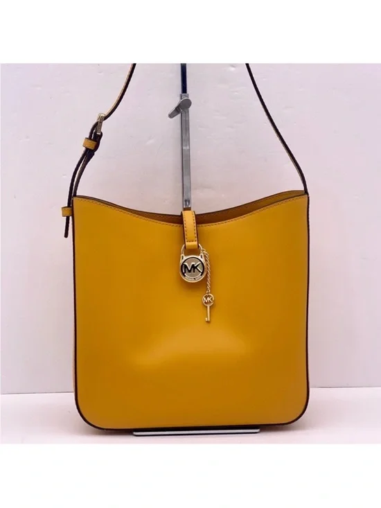 Michael Kors Yellow Leather Shoulder Tote with MK Charm