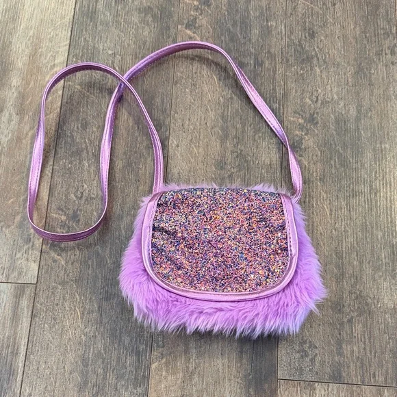 Purple Furry Kids Shoulder Bag
