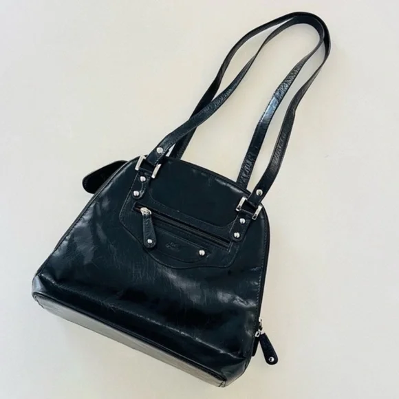 The Monte Black Leather Shoulder Bag Convertible Backpack