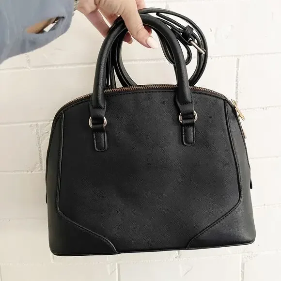 FOREVER 21 Black Crossbody Top Zip Purse Gold Hardware