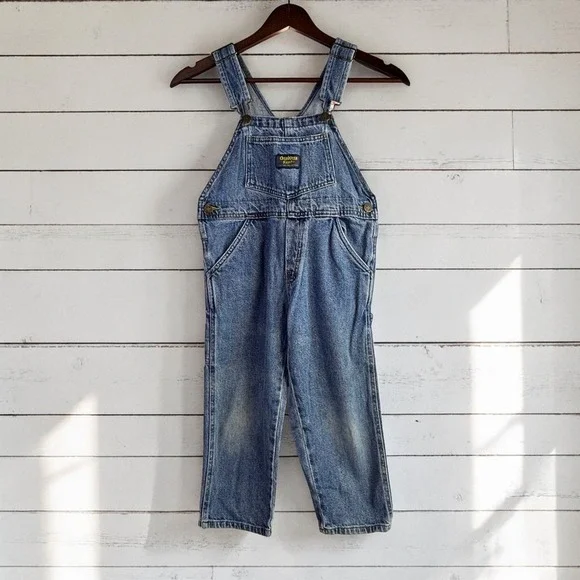 Vintage Kid Gorpcore Denim Overalls OshKosh B'gosh Size 5 Blue 100% Cotton