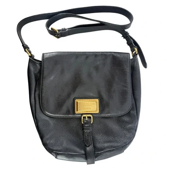Marc By Marc Jacobs Black Leather Shoulder Bag Crossbody Purse‎ Flap 12