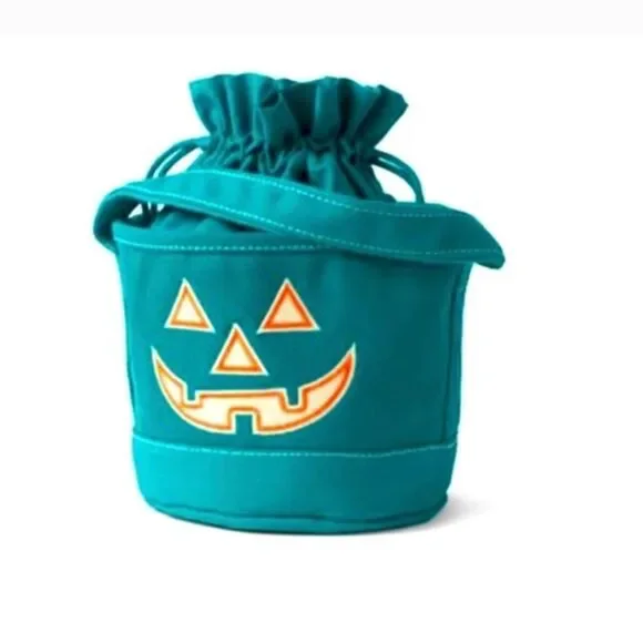 Land's End NWT Teal Glow in the Dark Halloween Drawstring Tote