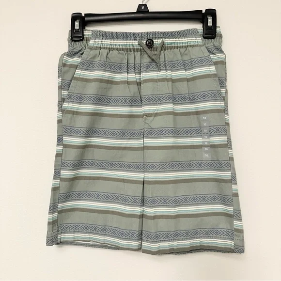 NWT Boys OshKosh B'gosh Gray and Blue Striped Geometric Shorts Size 10 NEW