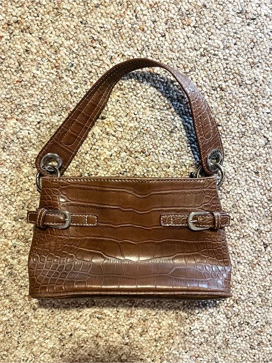 Vintage Y2K Tommy Hilfiger Brown Faux Crocodile Shoulder Bag