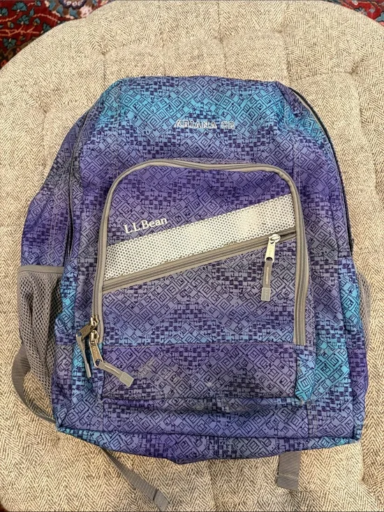 LL Bean backpack monogrammed with “Ariana CR”
