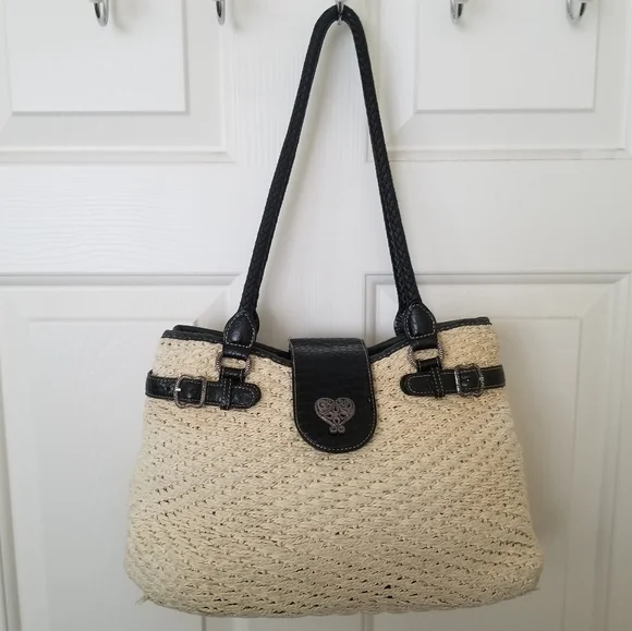 Brighton Handbag Straw Woven and Leather