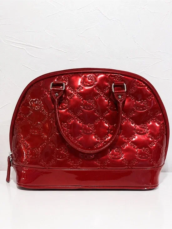 Loungefly Hello Kitty Cherry Red Patent Bowler Bag Y2K Kawaii Sanrio 14x7x12