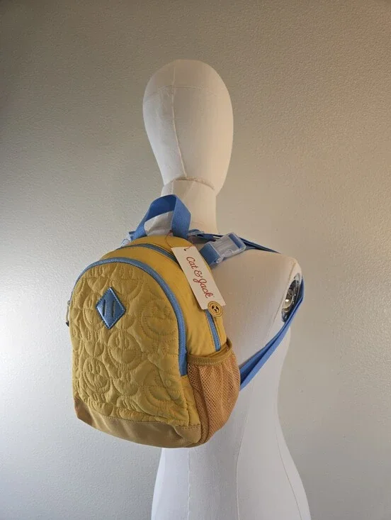 NWT Cat and JackYellow & Blue Kids Backpack Bright Smiley Design