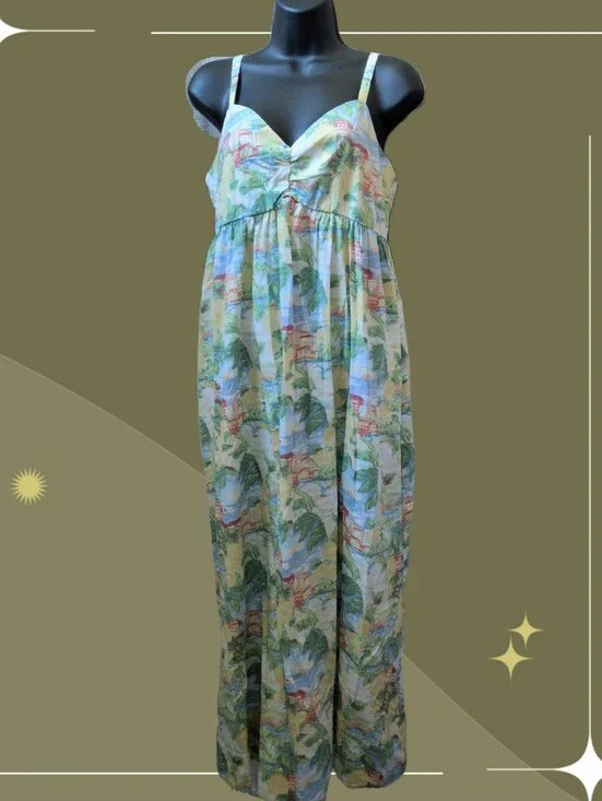✨ Nwt Abercrombie And Fitch Sweetheart Babydoll Maxi Dress In Tropical City M