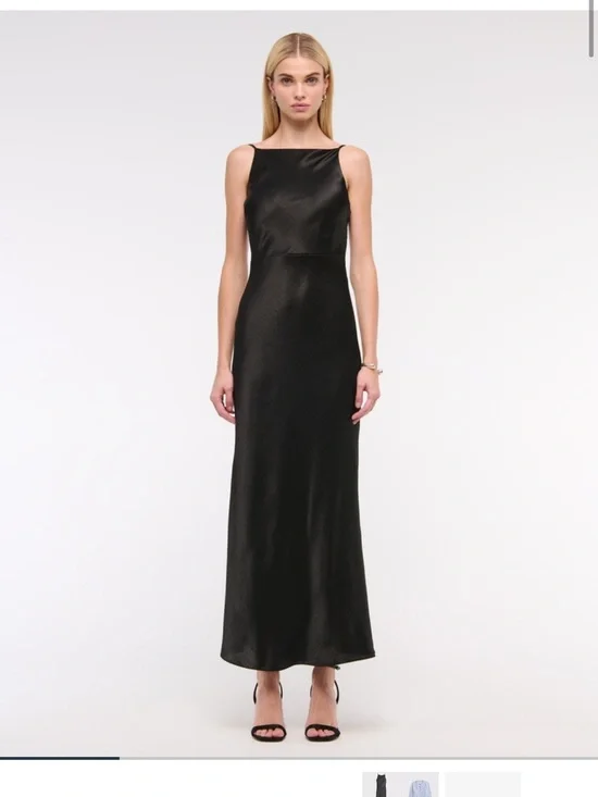 Abercrombie & Fitch Black Boatneck Maxi Dress