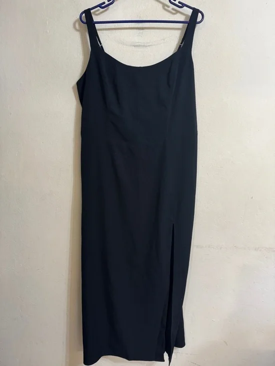 Abercrombie & Fitch Classic Black Sleeveless Midi Dress with Side Slit Sz XL NWT