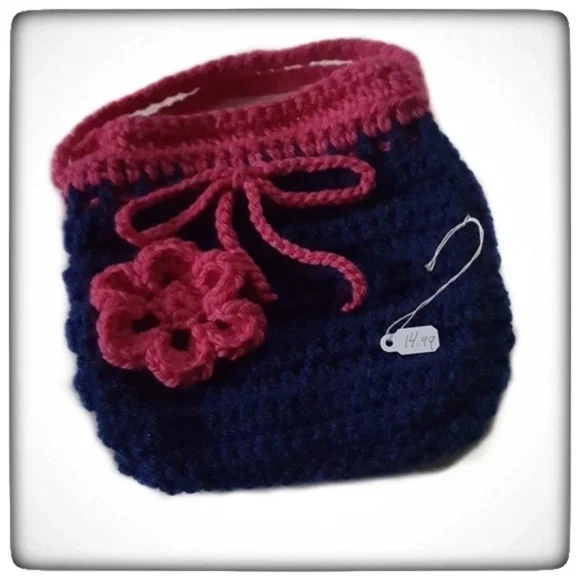 Girls Hand Crocheted Small Flower Hand Purse