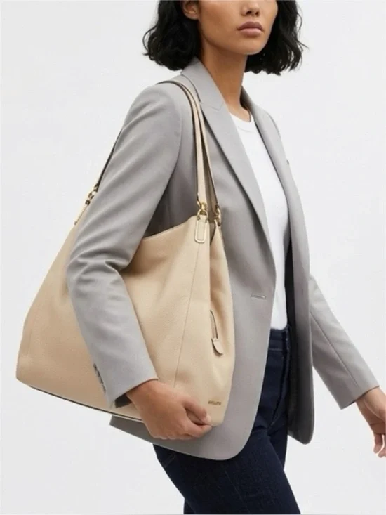 Coach Madison Phoebe Shoulder Bag in Ivory Pebbled Leather