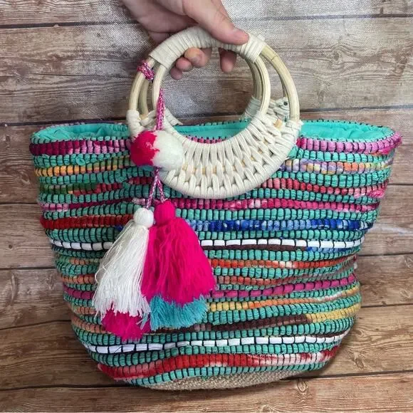 Colorful hand beach bag