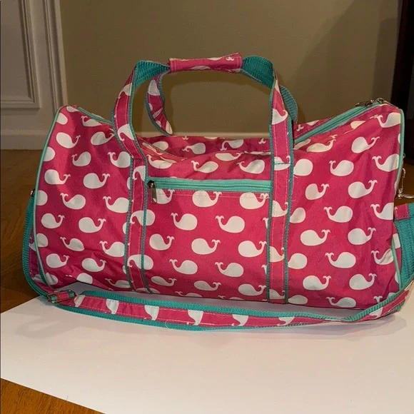 Pink Whale Print Duffel Bag