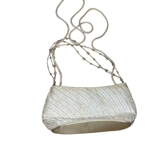 Vintage la regale beaded purse white wedding bridal evening 8” x 4”