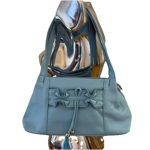 Vintage Y2K Mini Underarm Shoulder Bag Powder Blue Ruffled Lorelai Gilmore NWOT