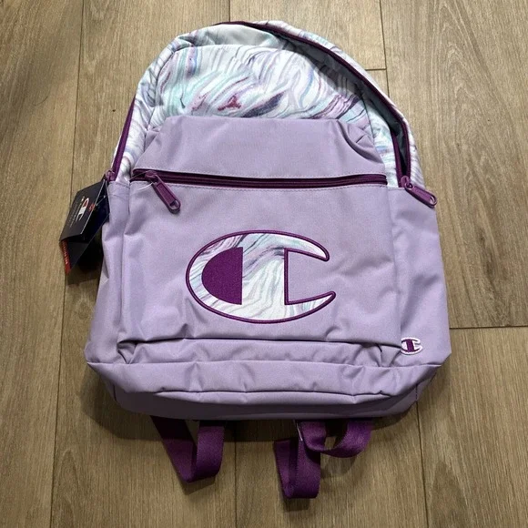 NEW‎ Champion Backpack Lilac Large Laptop Pocket Bottle Pocket Front Zip Pocket