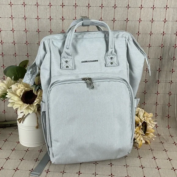 Amilliardi Backpack Gray Diaper Bag Lots of Pockets Insulated Stroller Strap New