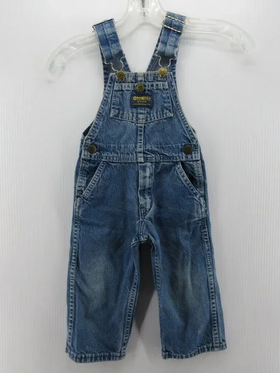 VINTAGE OshKosh Bgosh Overalls Toddler 2T Vestbak Bib Denim 80s 90s Kids *