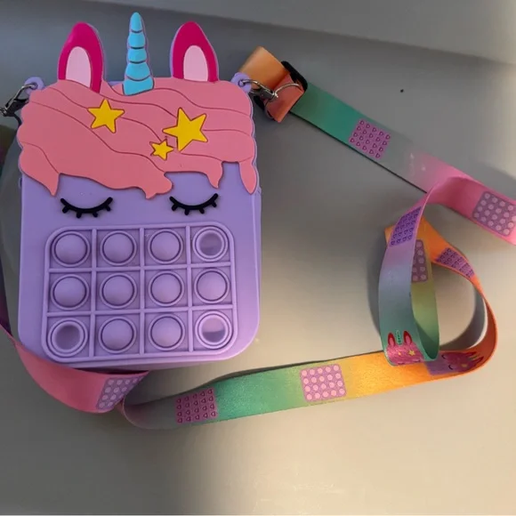 Unicorn Colorful Handbag Pop It‎ Fidget Toy Zipper crossbody girls accessory