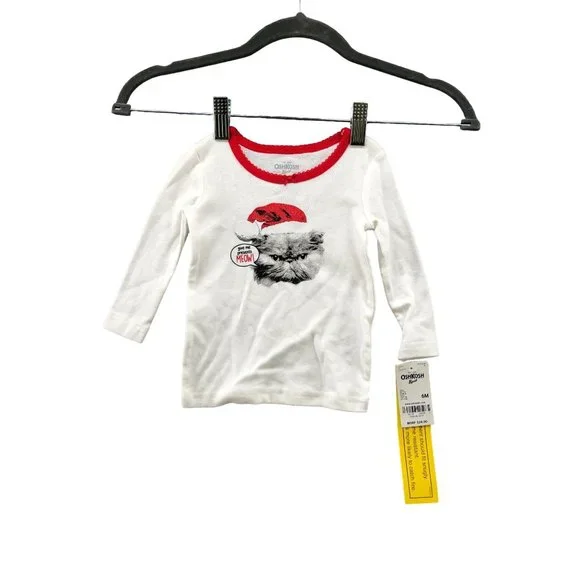 NWT Oshkosh B'gosh Baby 6M Christmas Grumpy Cat‎ Graphic T Shirt Long Sleeve