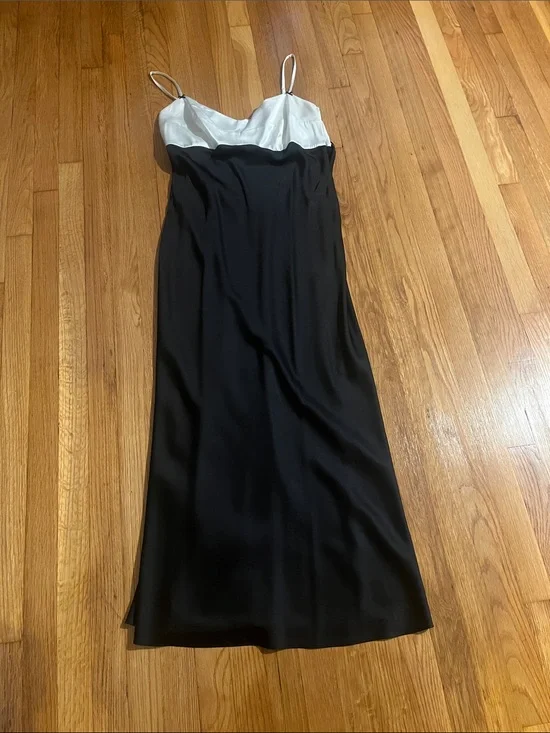Abercrombie & Fitch Black Slip Maxi Dress with White Bodice
