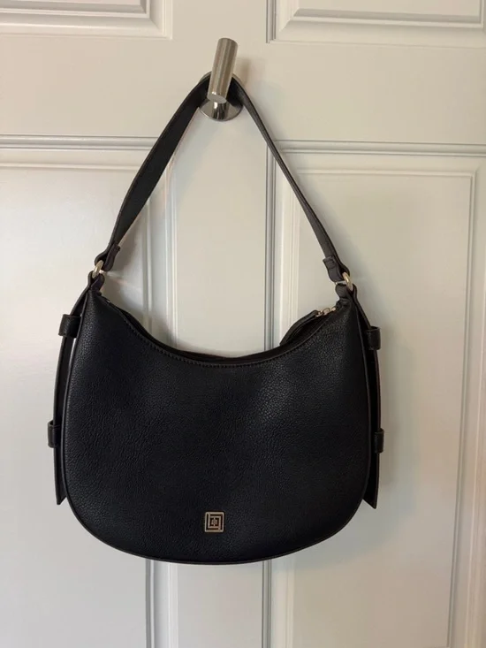 Liz Claiborne Black Pebbled Crescent Shoulder Bag