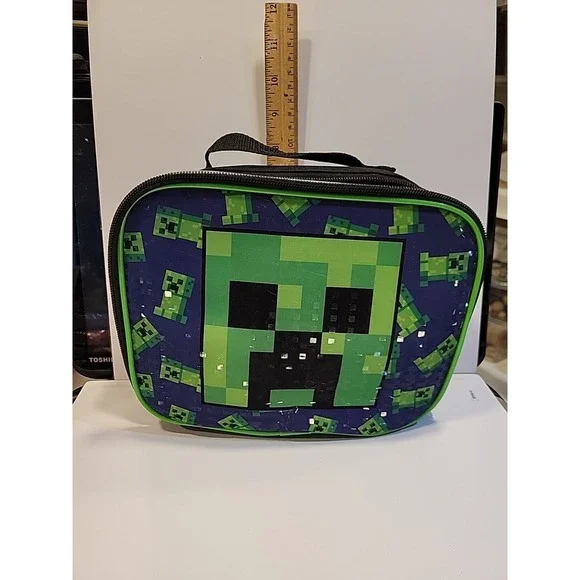 Minecraft Lunch Bag Green Creeper Zip Around Mojang Video Game