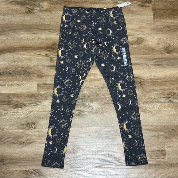 OSHKOSH B'GOSH Leggings Big Girls Size 14 Celestial Sun Moon Stars Gray Cotton