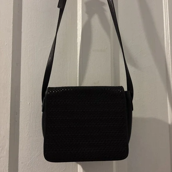 Vintage Linda Allard, Ellen Tracy Black Shoulder Strap Women's Leather‎  Purse