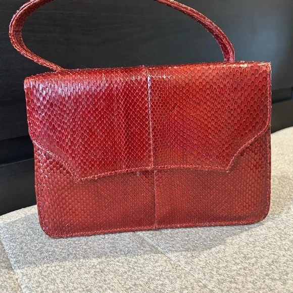 Rare Vintage Red Snakeskin Women's Bag