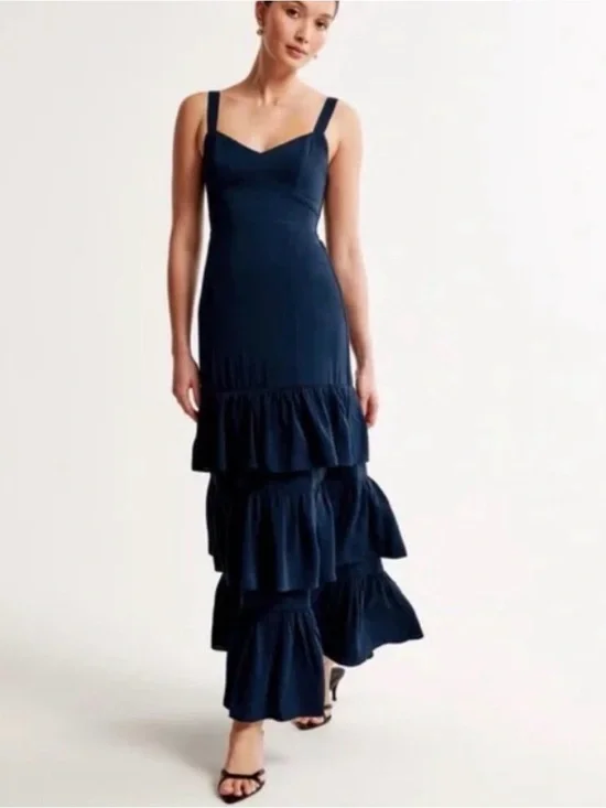 Abercrombie & Fitch - Tiered Ruffle Navy Maxi Dress - NWT - MP
