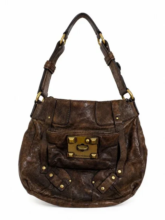 Juicy Couture Vintage Y2K Leather Shoulder Bag Brown Lambskin