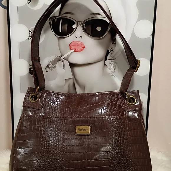 Simply Vera Vera Wang Chocolate Crocodile Shoulder Bag