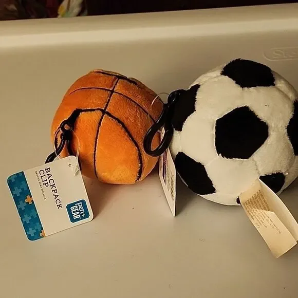 Fun Plush Sports Ball Backpack Clips