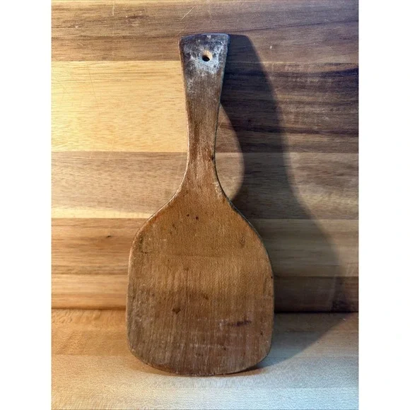Vintage Primitive Wooden Curved Butter Paddle
