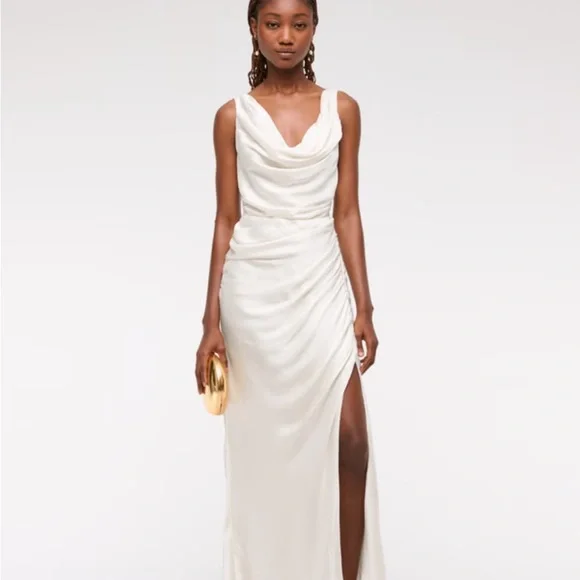 Abercrombie & Fitch Cowl Neck Draped Maxi Dress