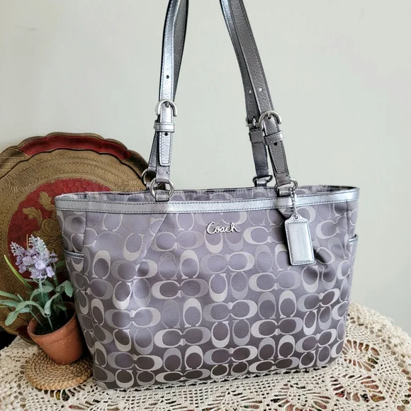 Coach Gray Signature Tote Bag