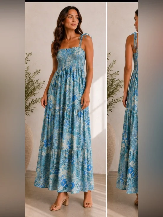 Abercrombie & Fitch Blue Floral Maxi Dress