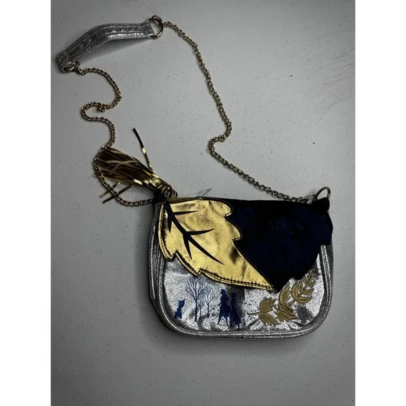 Disney Frozen 2 Kids Crossbody Bag Silver Gold Navy Blue Anna Elsa Olaf Tassel