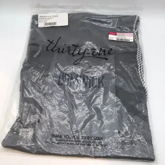 NEW Thirty-one Spirit Cinch Sac Backpack Spirit Grey Drawstring Soccer Gym Bag