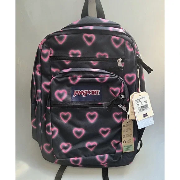 JanSport‎ Big Student Laptop Backpack Happy Hearts Black 15