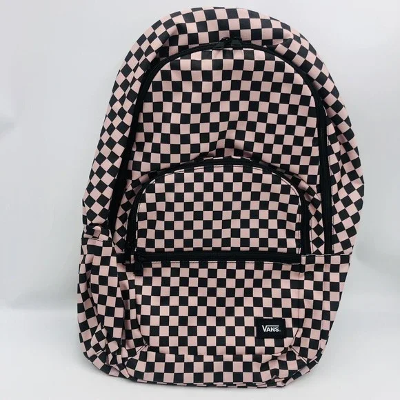 Vans Checkerboard Backpack Pink Black School Travel Bag‎ NWT