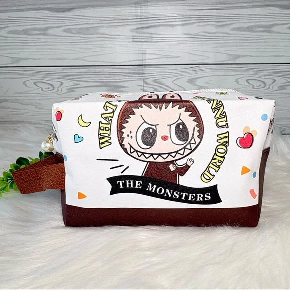 Brown Monster Character Large‎ Cosmetic Bag