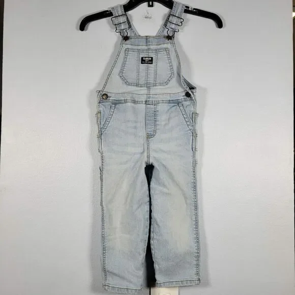 OshKosh B'Gosh Toddler Denim Overalls 4T Light Wash Vestbak Classic Americana