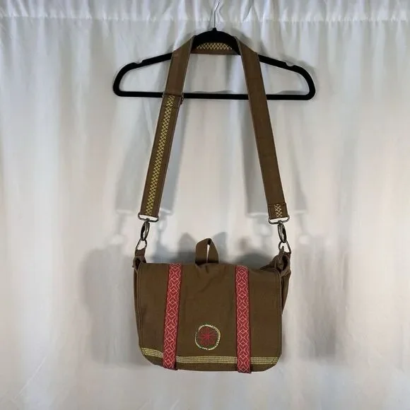 American Girl Tote Bag Brown Canvas Zip Top Pockets Shoulder Strap Magnetic Snap